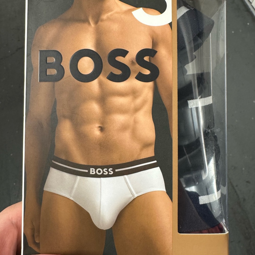 Boss White Classic Briefs with Branded Waistband